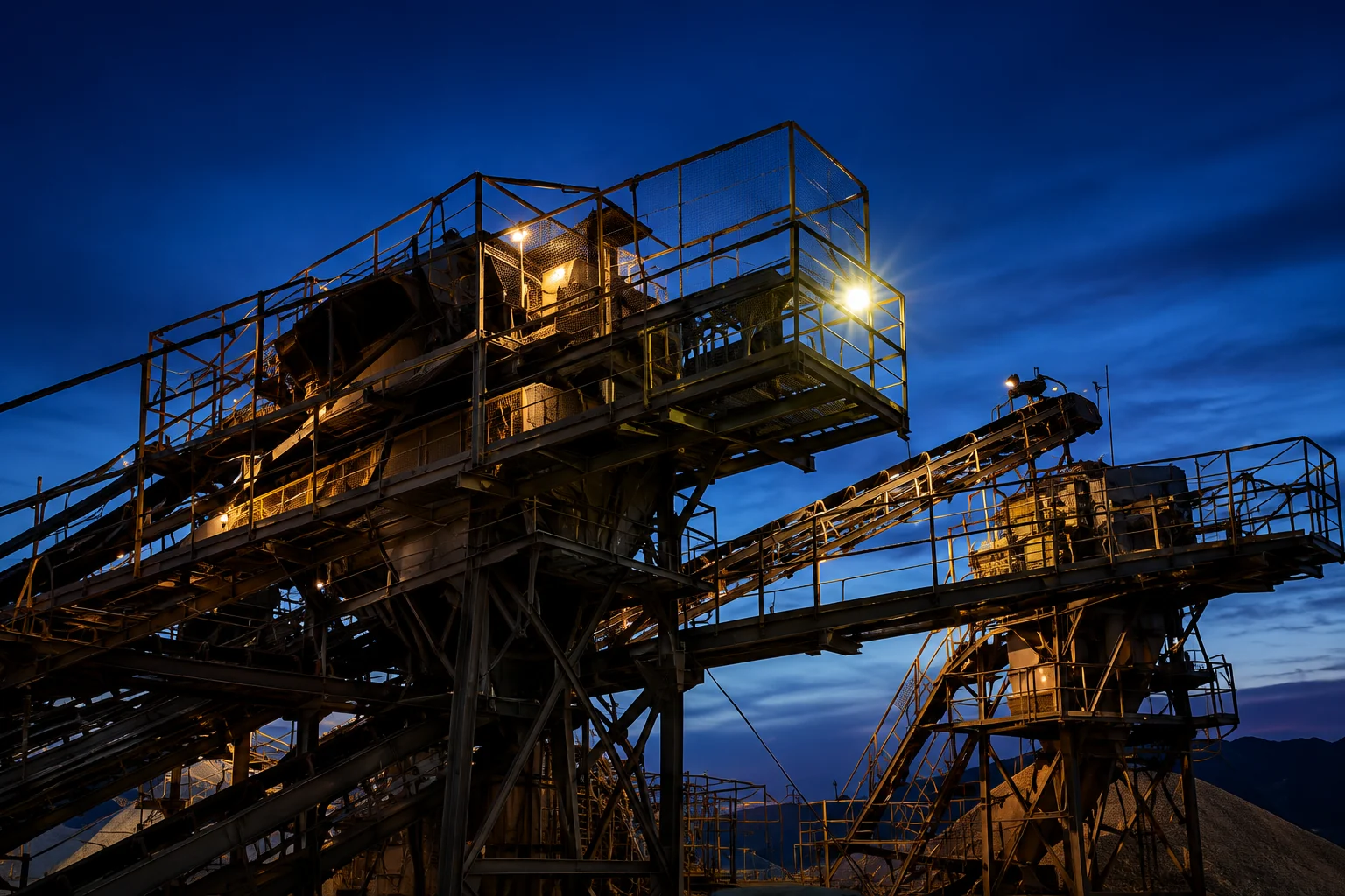 Ambiente industrial com equipamentos e estrutura de processamento